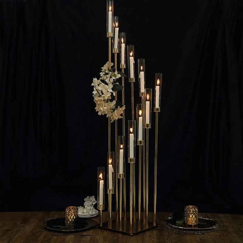 

Candle Holder with 12 Acrylic Lampshades, Gold Cluster, 57 Inches