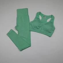 Комплект из 2 предметов, Женский бесшовный комплект для йоги, одежда для фитнеса, женская спортивная одежда, леггинсы для спортзала, мягкий пуш-ап спортивный бюстгальтер, спортивные костюмы