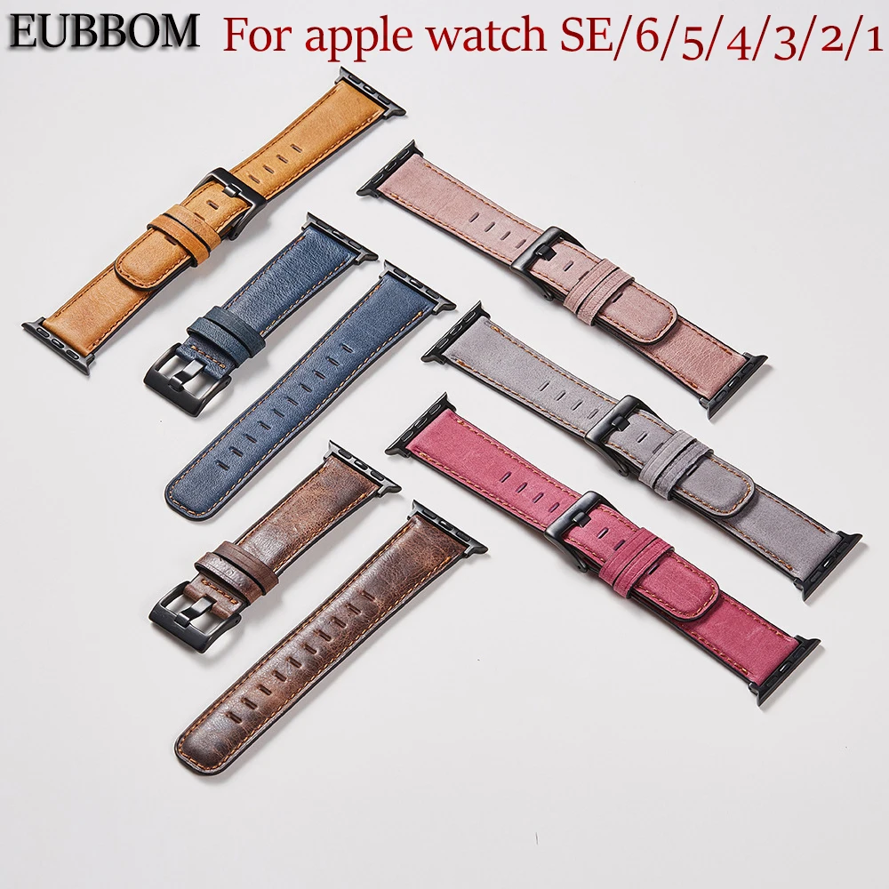 

2020High-quality Band for Apple Watch band 42mm 44mm 38mm 40mm for iwatch band retro oil wax Italian first layer leather