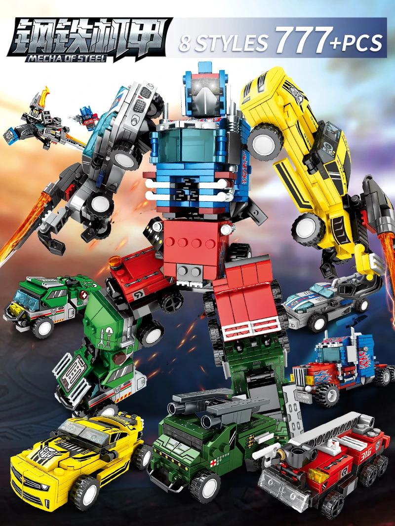 2020 Robot Toys 777 PCS Children Building Blocks Toy LegoINGlys Blocks Educational Bricks Boys Car Models Engineering vehicle (1)