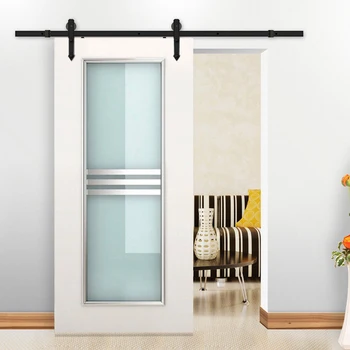 

iKayaa 7.2FT Steel Sliding Barn Wood Door Hardware Kit Black Sliding Door Closet Track Set