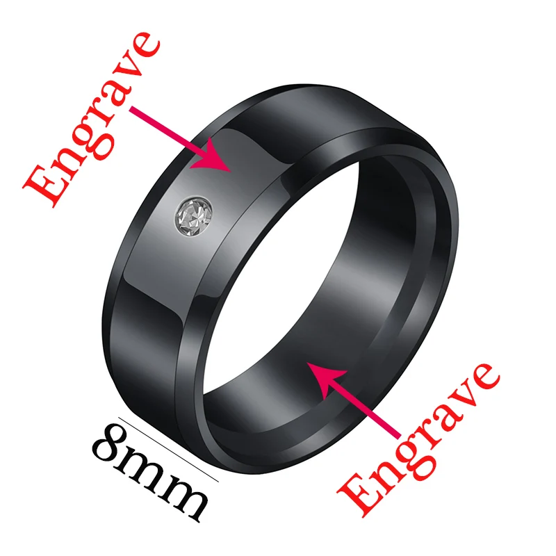 8mm Engrave 2 Sides Letdiffery кольца с именем на заказ для пары, 6 мм, нержавеющая сталь, выгравированные названия даты, свадебные кольца для женщин и мужчин, ювелирные изделия, подарки на помолвку - Цвет основного камня: 8mm Engrave 2 Sides