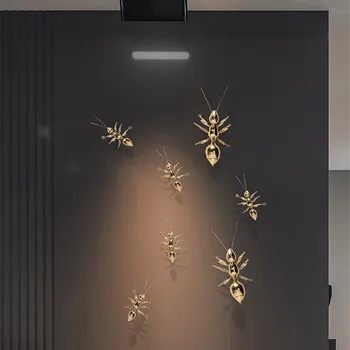 

New American Luxurious 3D Ant Wall Decoration Copper Craft Home Animal Wall Hanging Sofa Mural Ornaments Bedroom Art Decor R2763