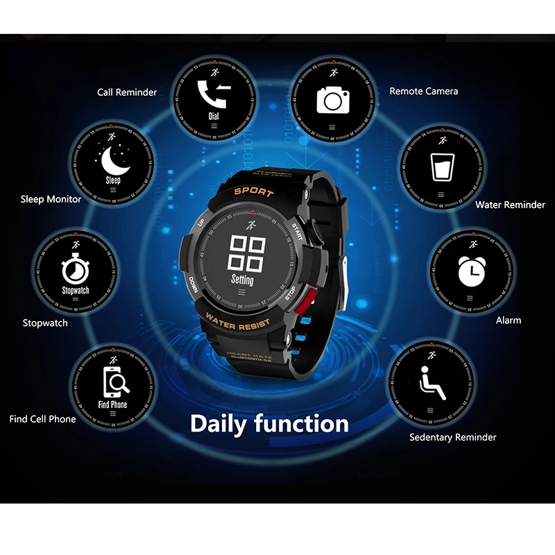 F6 Smartwatch Sleep Monitor Waterproof Bluetooth 4.0 Dynamic Heart Rate Monitor Smart watch For Android Apple Smart Phone