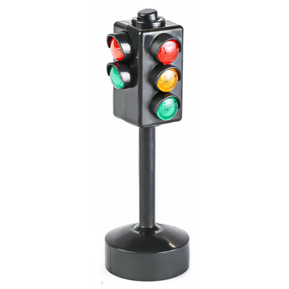 Mini Traffic Signs Road Light Block with Sound LED Children Safety Education Toy for Kids Gifts - Цвет: Black with LED