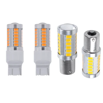 

4 Pcs Amber Led 33 SMD Car Tail Turn Brake Reverse Signal Bulb Y, 2Pcs 7443 T20 & 2Pcs 1156PY BAU15S PY21W