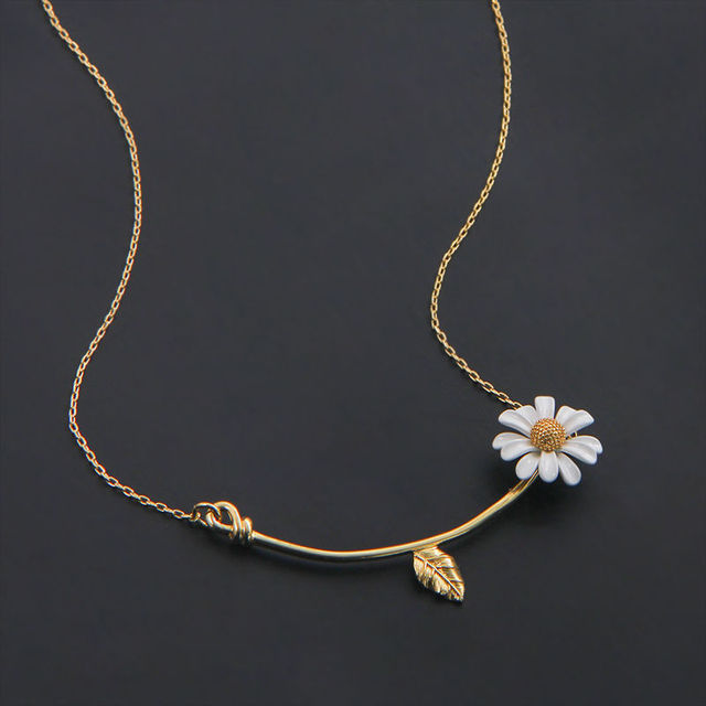 Fashion Daisy Bee Open Design Bracelet Ring Necklace Earring Painted Flower Set for Women Fashion Dress Jewelry