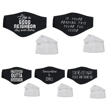 

Mouth Mask Glow in the Dark Letters Washable Face Cover with Filters For Halloween Christmas