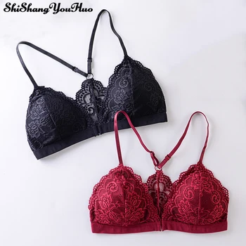 

Wireless Bras for Women Lingerie BH Lace Sexy Bralette Push Up Bra Plus Size Y-line Straps Backless Bras Large Size