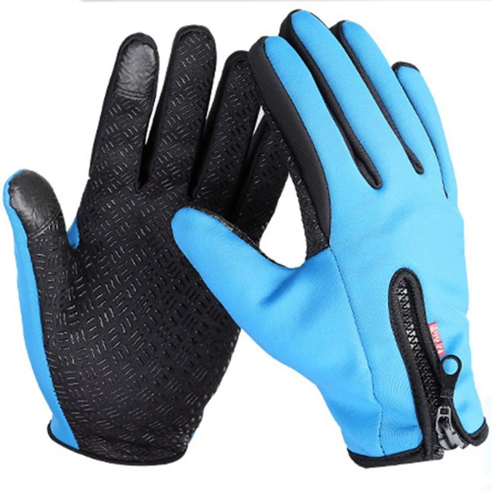Men Women Zipper Touch Screen Gloves Motorcycle Gloves Keep Warm Ride Waterproof Gloves Cold-resistant Gloves