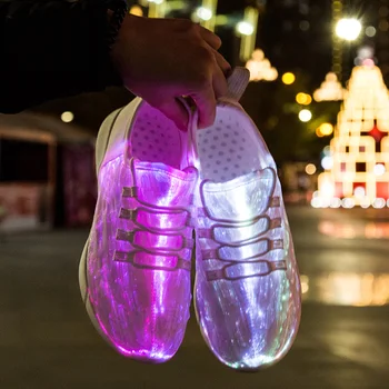

Size 25-46 Led Fiber Optic Shoes for Girls Boys Men Women USB Recharge USB Glowing Sneakers Light Up Party Street Kids Shoes