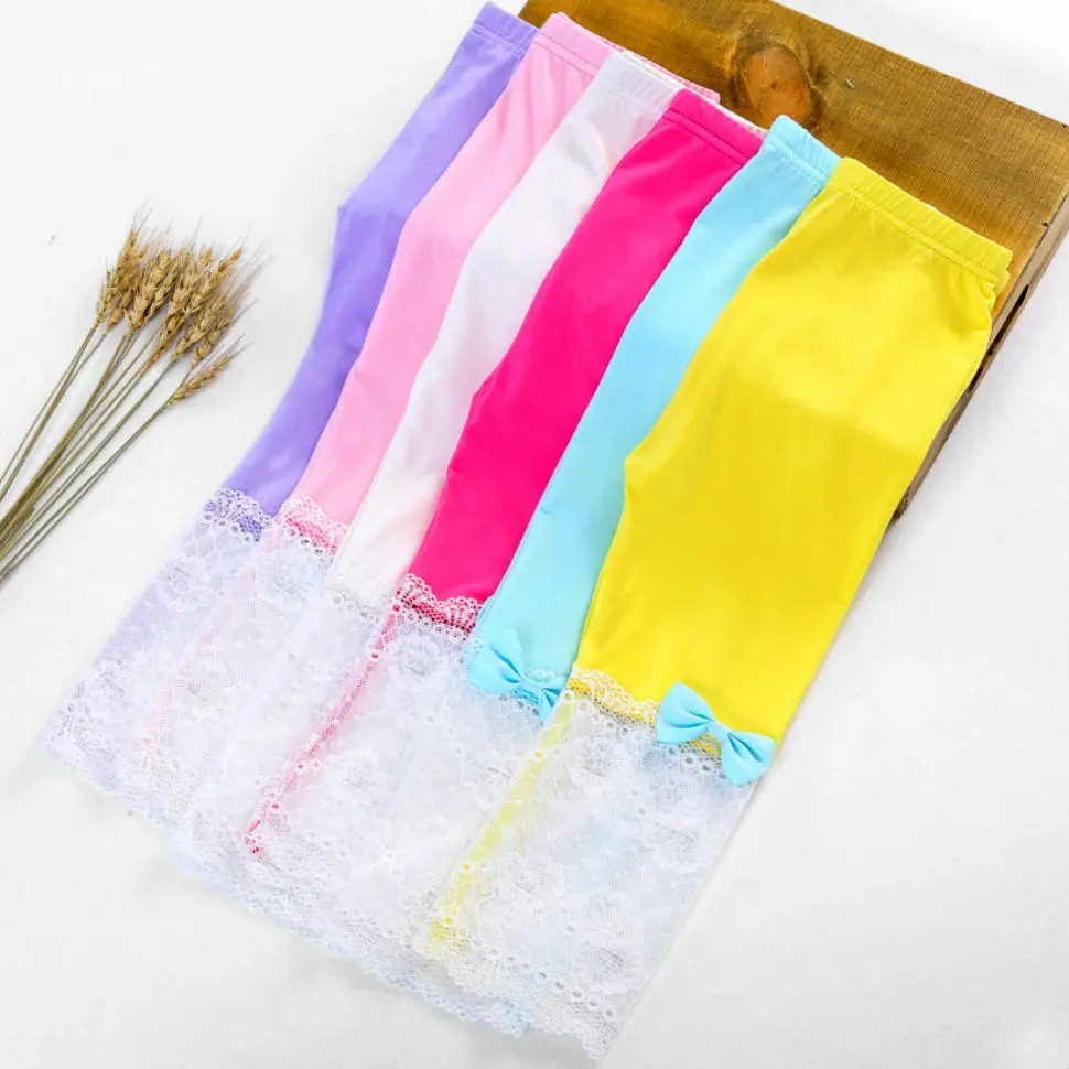 

2019 Summer Sweet Crawler 3-8-Year-Old GIRL'S Leggings Modal Lace Capri Pants