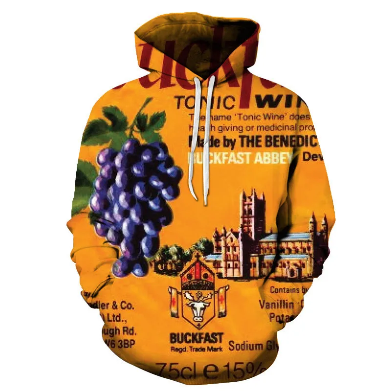 

Men's Hooded Sweatshirt Autumn and Winter Thin Hoodie Yellow 3D Printing Poster Picture Long Sleeve Hoodie Unisexual Casual Wear