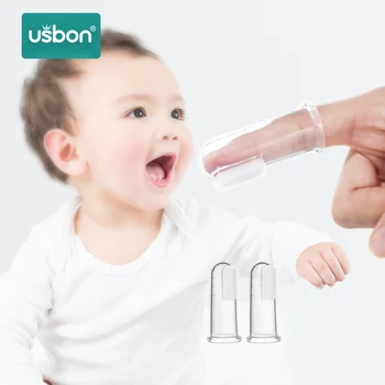 

Usbon Baby Finger Toothbrush Infant Dental Care Kids Silicone Tooth Brush Teeth Clear with Anti-box Children Finger Brush Clean
