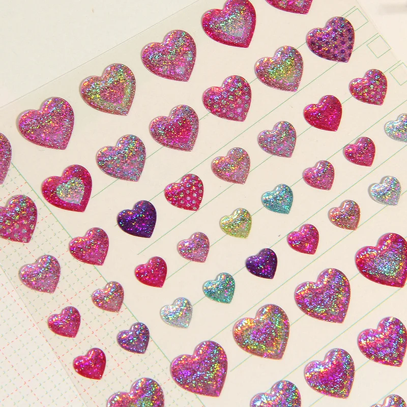 Glitter Magic Crystal Love Star Sticker 3D Shiny Gem Three-Dimensional Sticker Phone Notebook Diary DIY Gift Decoration For Girl 3d printing glitter magic 3d printer filament pla 1 75mm sublimation products shiny metal like material 3d printing material