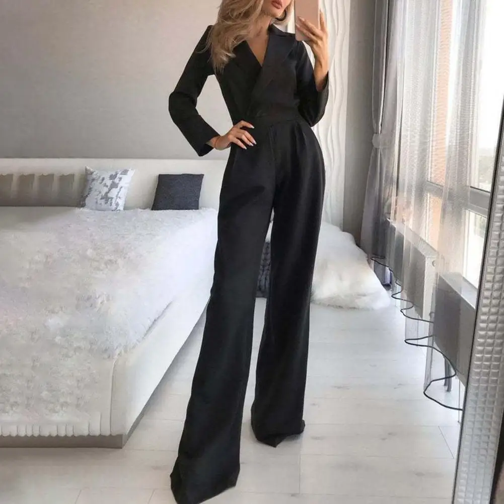 Office Lady Jumpsuits Women Solid Long 