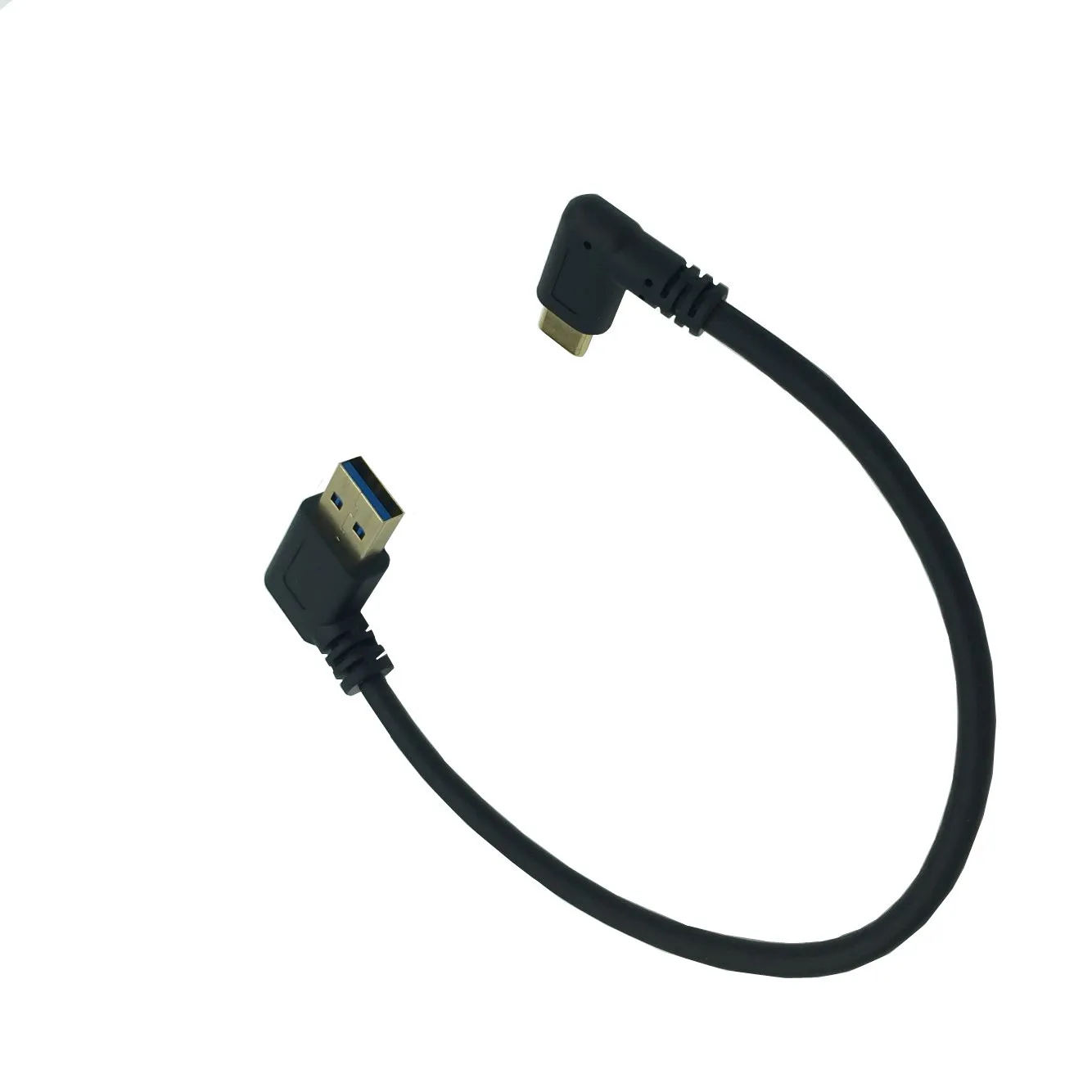 Позолоченный 90 градусов левый угол USB 3,0(тип-a) штекер USB3.1(тип-c) Мужской USB синхронизация данных и зарядный кабель Разъем(черный