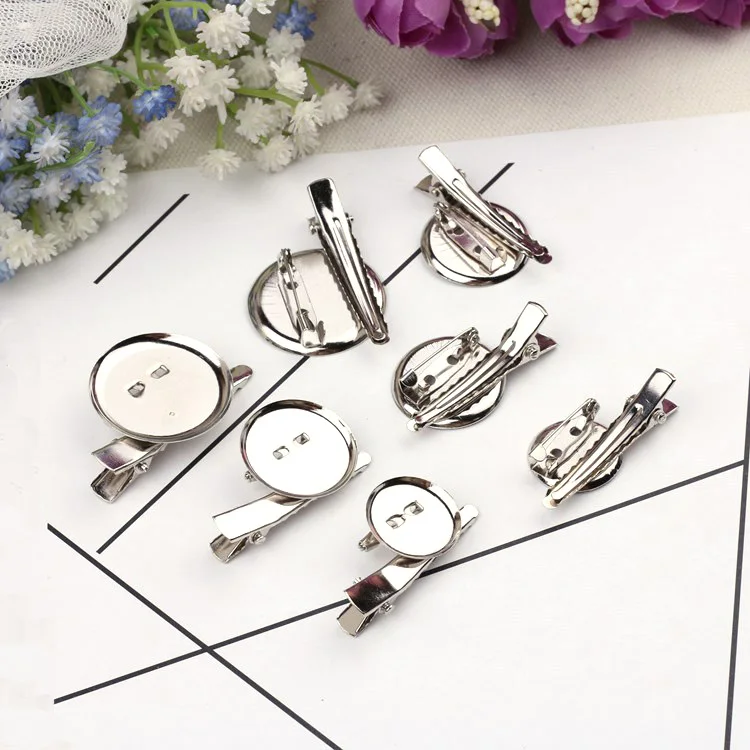

2 Style Rhodium Color Round Brooch Base Cabochon Base With Safe Lock Pin Back For DIY Jewelry Making Finding Accessories