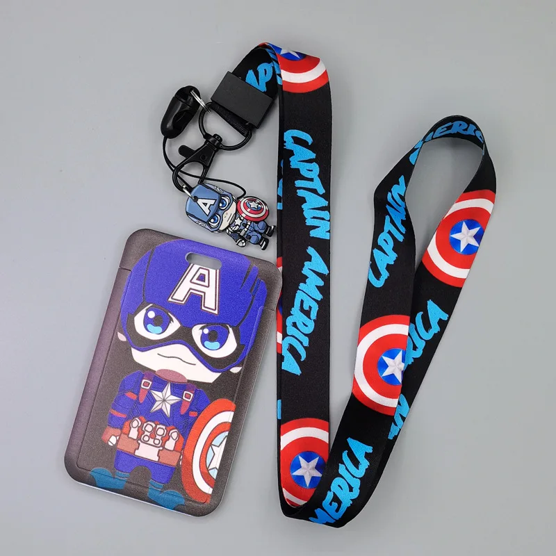 Super Hero Card Cases Card Lanyard Key Lanyard Cosplay Badge ID Cards Holders Neck Straps 1 Set