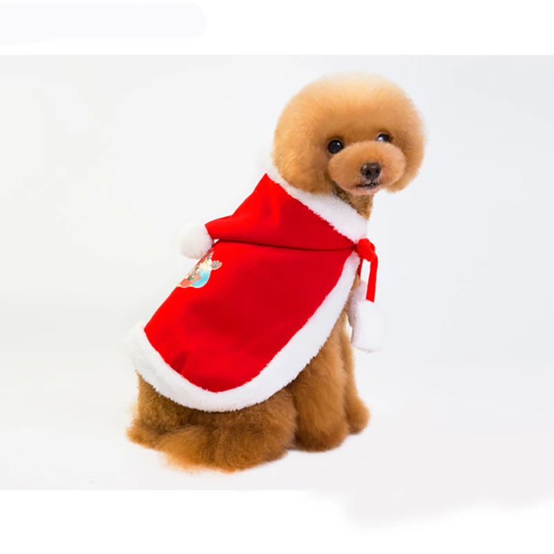 Рождественская Одежда для животных плащи с кепкой собаки кошка бант щенок собаки ткань товары для домашних животных на год костюмы на Рождество