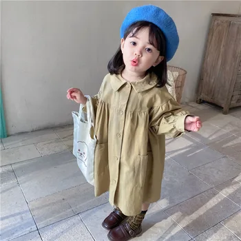 

Autumn New 2020 Korean Style Children'S Clothing Baby Girls Windbreaker Toddler Kids Lapel Loose Cute Single-Breasted Jacket