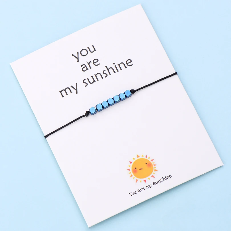 IYOE Wish Card You Are My Sunshine крошечные бусины браслеты с подвесками для женщин и мужчин геометрические бусины ручной работы красный браслет с нитью подарок - Окраска металла: color 6