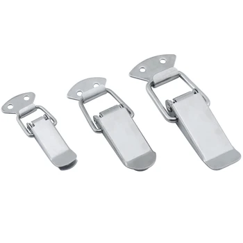 

4PCS/lot Stainless steel spring Locking Latch hasps Suitcase Chest Toggle Catch Clasp box hinges Furniture Hardware Accessories