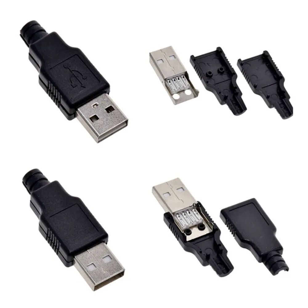 Details about   10 Sets USB 2.0 Connector Plug A Type Male 4 Pin Assembly Adapter Socket Solder 
