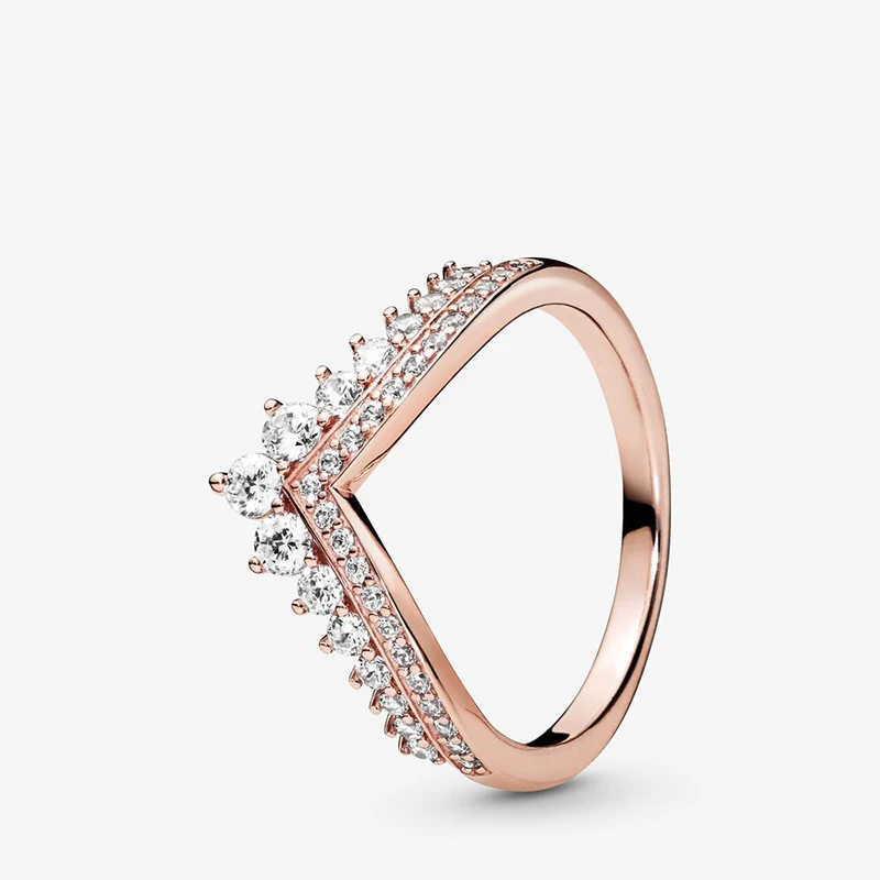 

Authentic 925 Sterling Silver Rings Princess Wishbone Ring for Women Engagement Jewelry Anniversary