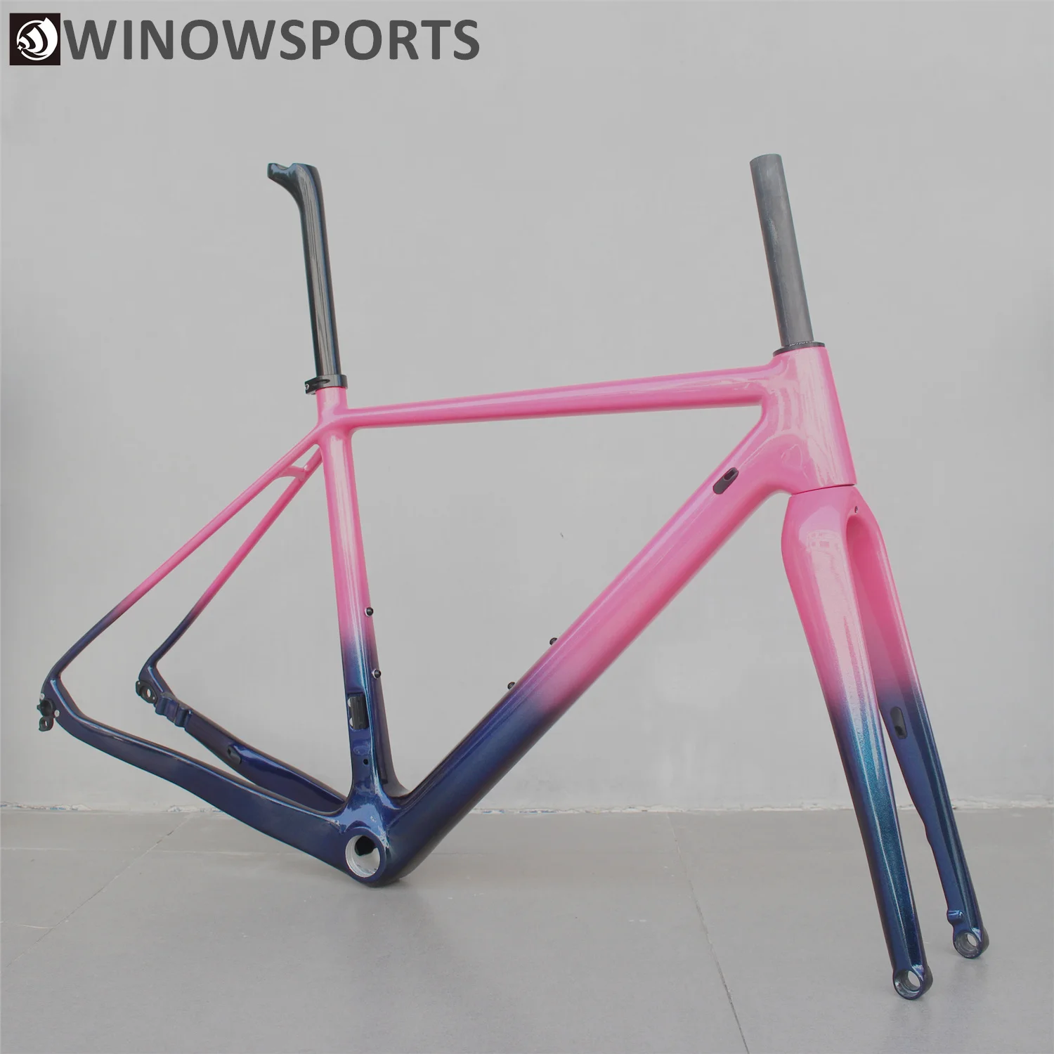 Discount Chameleon customs painting carbon fiber gravel bike frame new flat mount disc brakes carbon cyclocross disc brake 700*38c tyres 2