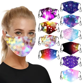 

10pc Christmas Print Mouth Masks Dust-proof Smog Protection Face Mask Washable Reusable Earloop Replaceable Filter Mascarillas