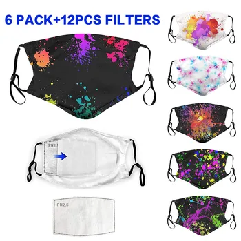 

6pcs Mouth Mask Face Mask With Filters Cotton Floral Prints Reusable Mask Washable Mascarillas Face Shield Masque Facial Mask
