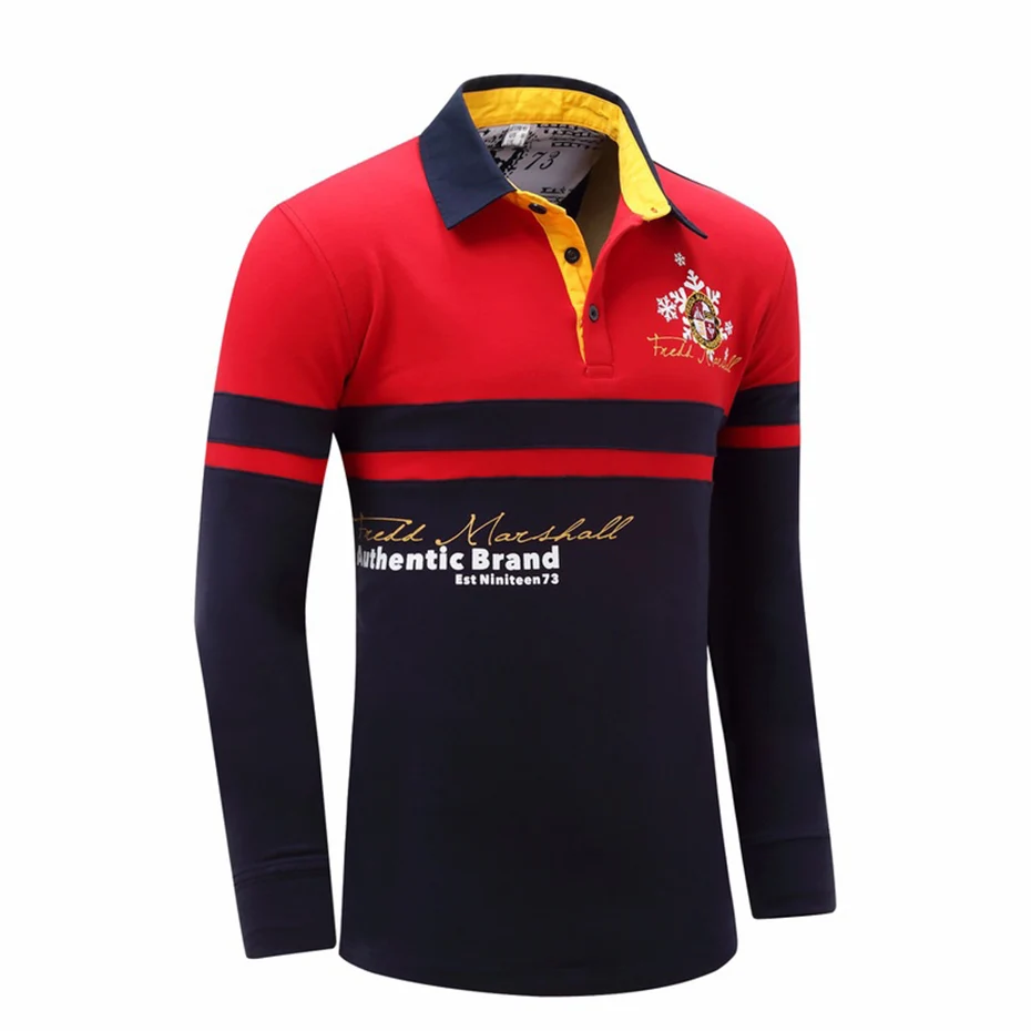 Рубашка поло мужская с длинным рукавом из дышащего хлопка|Поло| |