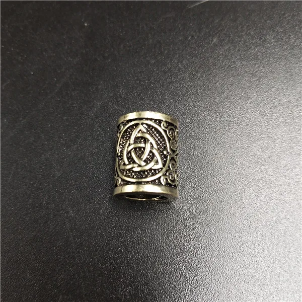 Antique bronze 3 Руна викингов волосы борода Валькнут Vegvisir компас Снежинка кельты Узел Троицы талисманы для бороды большое отверстие бисера браслет с рунами DIY - Цвет: Antique bronze 3
