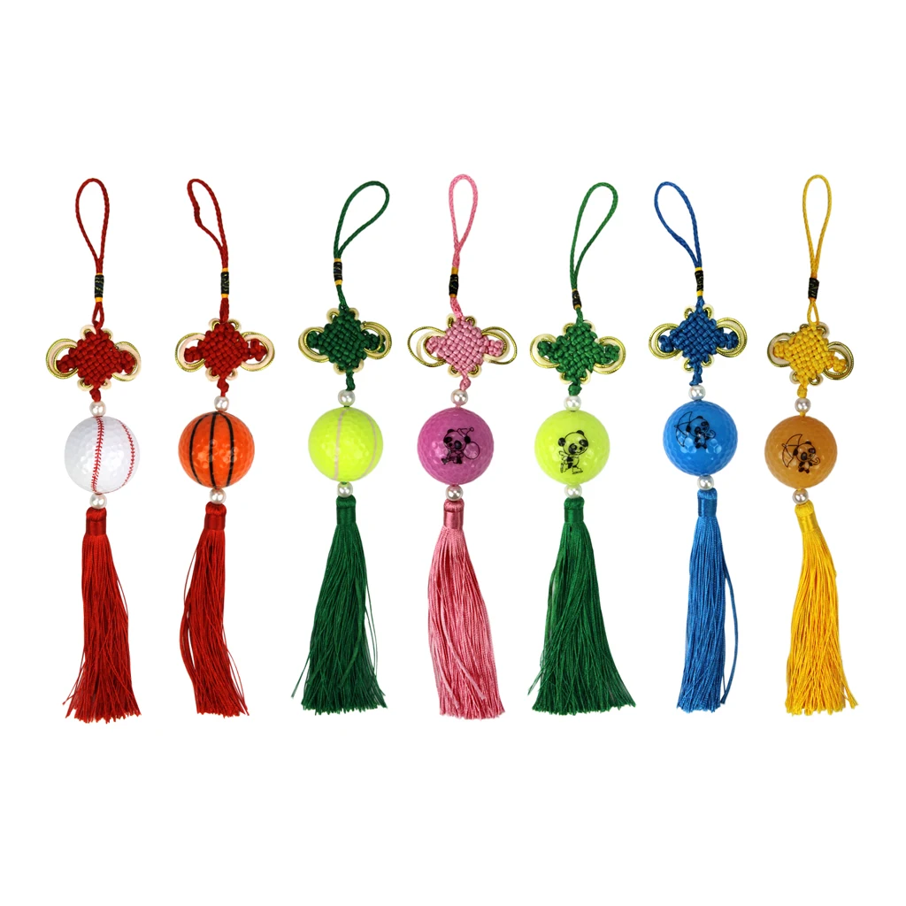 Traditional Handcraft Knitted Chinese Knot with Golf Ball - Hall Door Office Car Hanging Decor Golf Gift Golf Accessoires