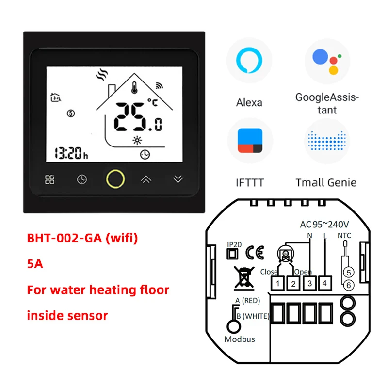 GA H wifi BHT-002 серии wifi термостат для нагрева воды электрический нагревательный газовый котел ЖК сенсорный экран регулятор температуры с Alexa - Цвет: GA H wifi