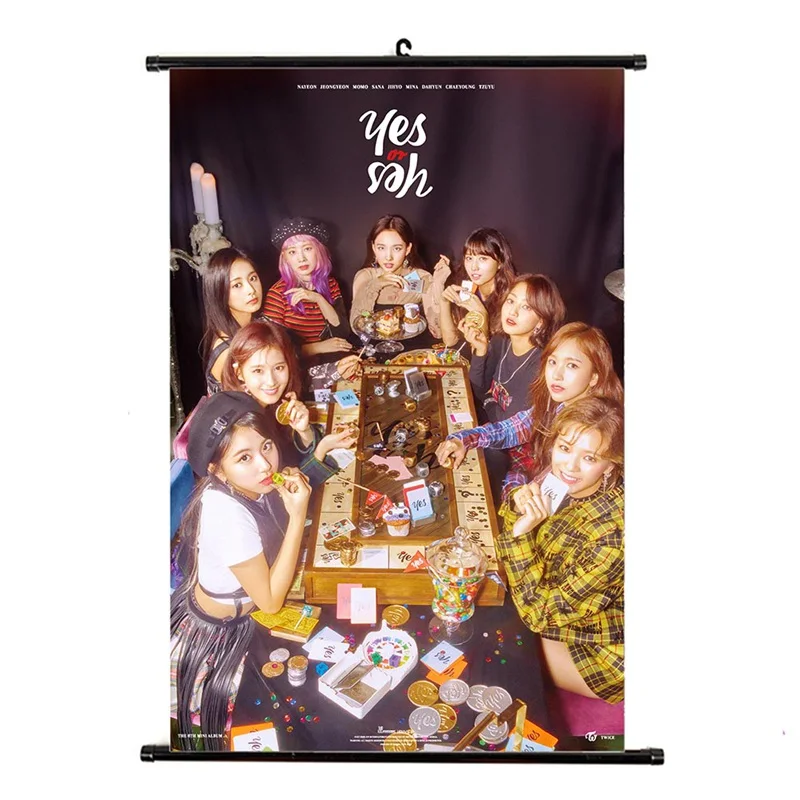 

Kpop TWICE YES or YES Album Hanging Photo Card Painting Wall Scroll Poster Stationery Set