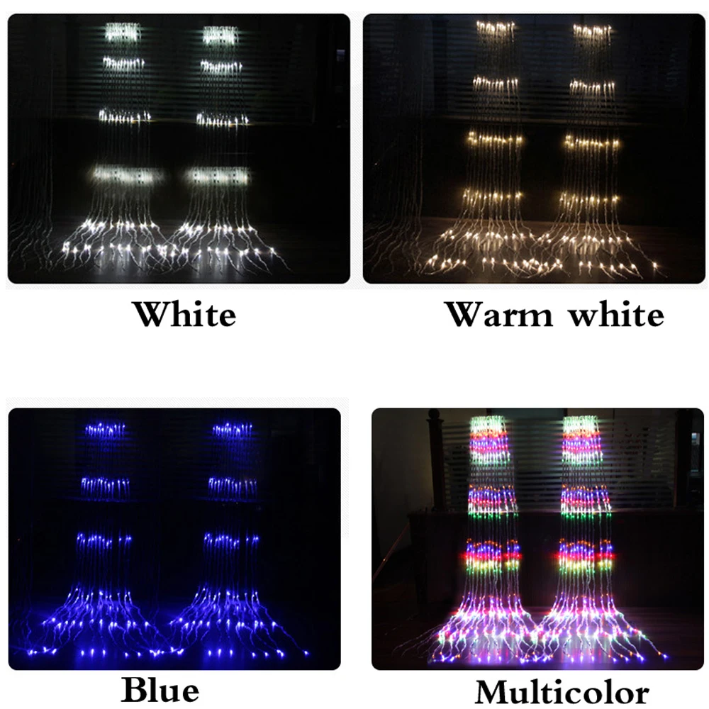 3X3M LED Waterfall Waterproof Meteor Shower Rain String Light Christmas Wedding Curtain Icicle Fairy String Garland Decor lights 3