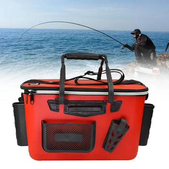 

EVA Large Capacity Zipper Closure Wear Resistant Living Mesh Pouch With Handle Tackle Storage Outdoor Fishing Box Shoulder Strap