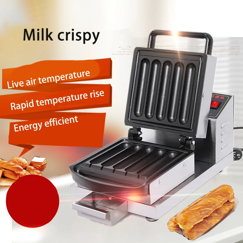 Commercial 10-Stick Hot Dog Machine Crispy Milk Stick Machine Stainless Steel Aluminum Non-Stick Bakeware 1800W 220V