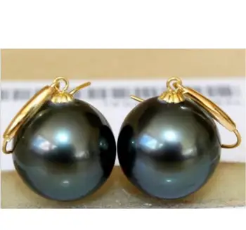 

Fashion jewelry Free Shipping noble jewelry stunninga pair of 10-11mm natural round black green pearl earring