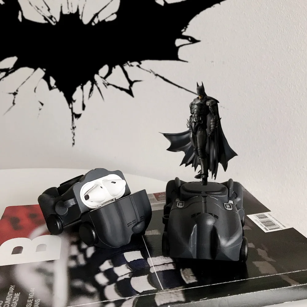 Уникальный 3D Бэтмен Автомобиль Мягкий силиконовый чехол для наушников для Apple Airpods 2 1 Bluetooth наушники чехол s крышка зарядная коробка аксессуары