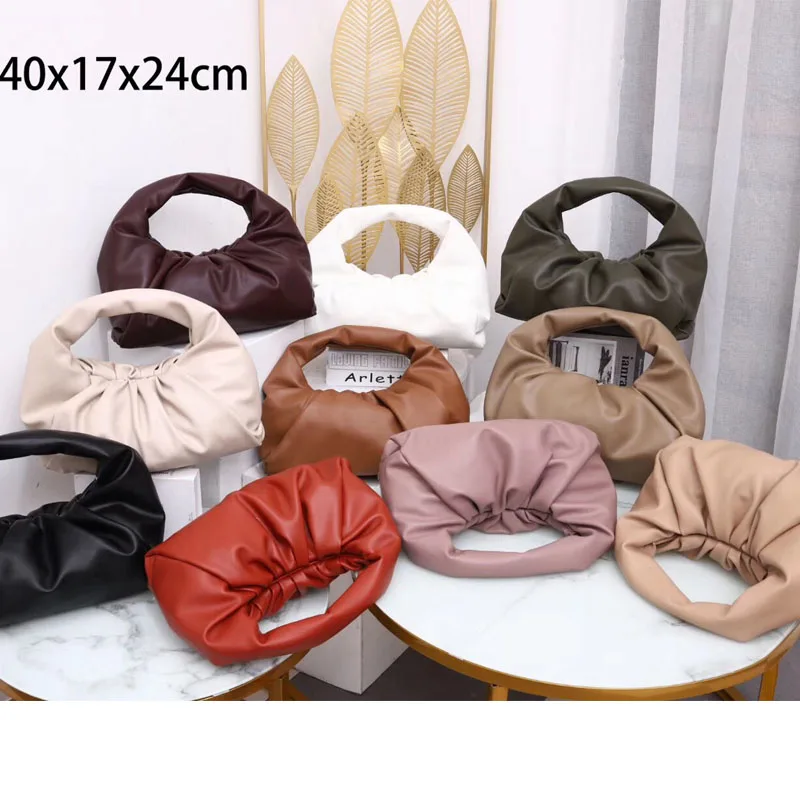 

2020 New Female Bag Soft Leather Retro Underarm Bag Dumpling Bag Large Capacity Fold Cloud Croissant Bag Women Bag Hand Bags