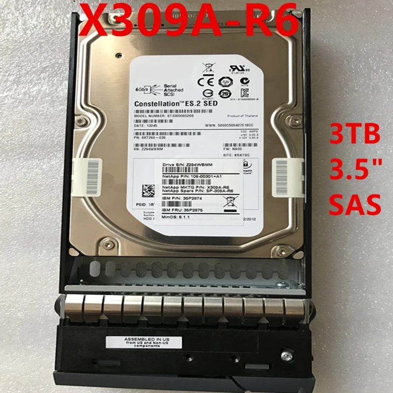 

Almost New HDD For NetApp 3TB 3.5" SAS 64MB 7.2K For Internal HDD For Enterprise Class HDD For X309A-R6 SP-X309A-R6