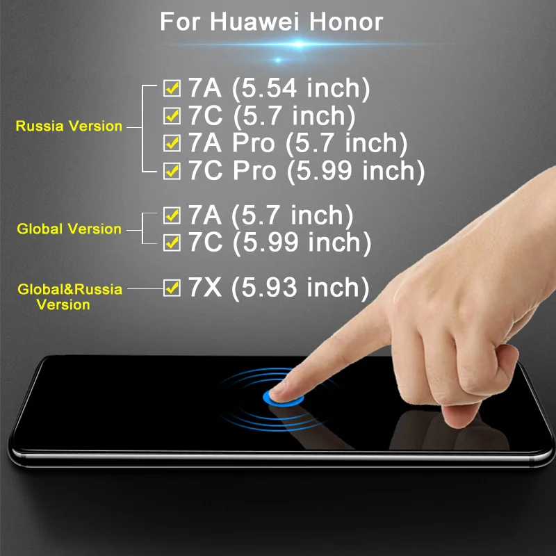 Стекло на Honor 7c для Huawei Honor 7A Pro AUM-AL29 7 A 5,4" 7C AUM-L41 5,7" 7C Pro защита экрана полное покрытие