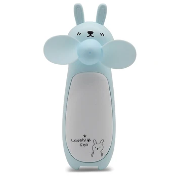 

Creative Led Night Light Small Fan Mini Cartoon Rabbit Fan Portable Fan Outdoor Charging Small Fan Blue
