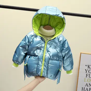 

Children's winter thick warm down cotton jacket hooded boys and girls coat space suit colorful Waterproof and antifouling