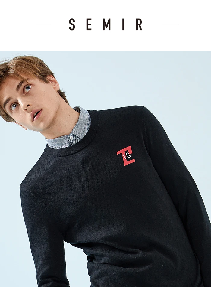 Semir, мужской свитер с круглым вырезом, пуловер, свитер, мужской,, весна и осень, тренд, принт, Молодежный свитер