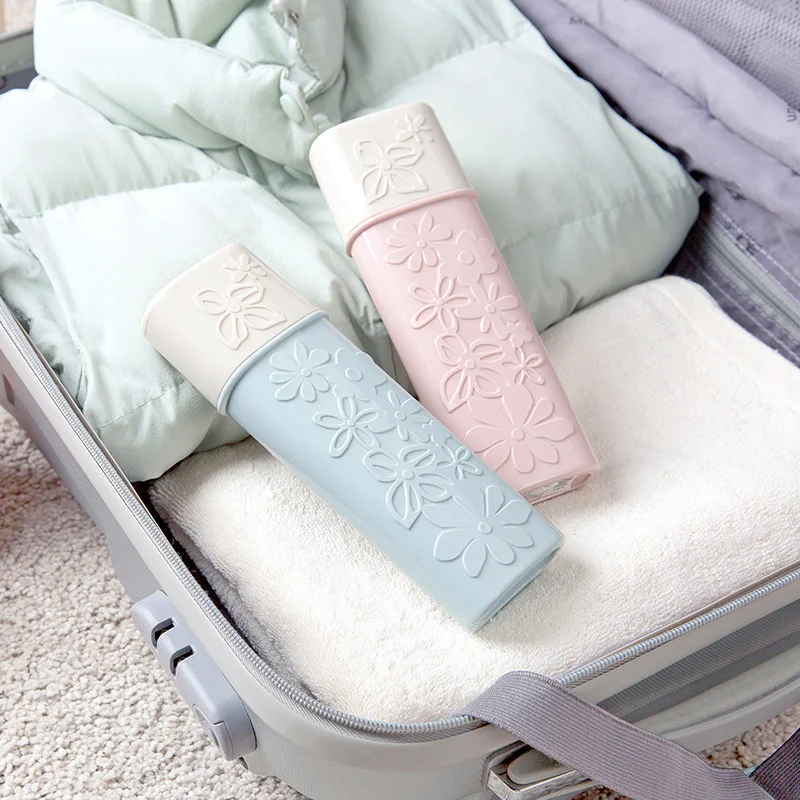 Travel Toothbrush Box Toothpaste Holder Flower Carved Washing Cup Toothbrush Cartridge Protector Sleeve Box Bathroom Products