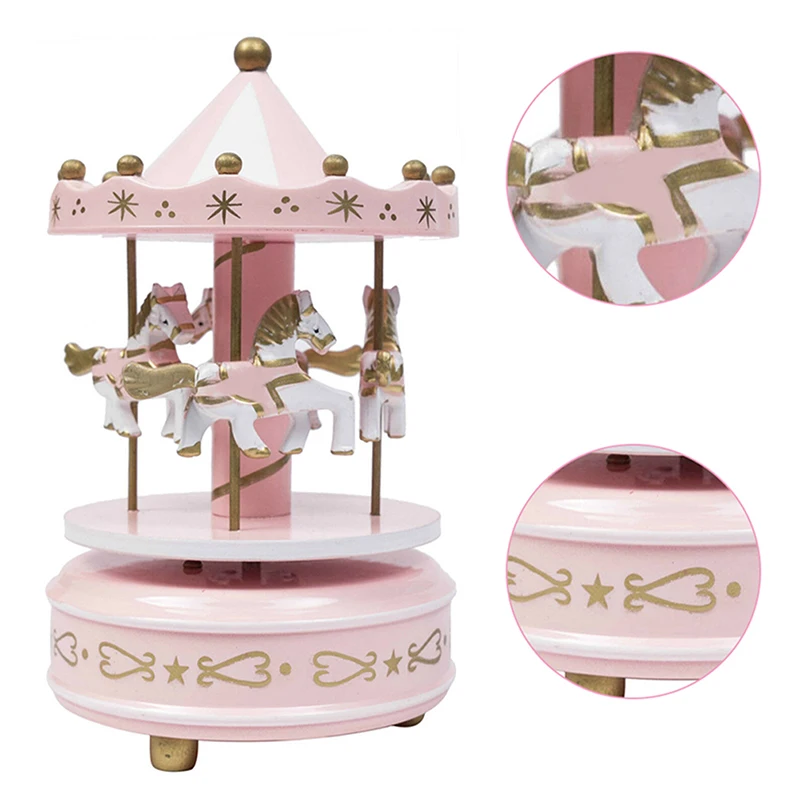 Merry-go-круглая деревянная музыкальная шкатулка игрушка детская игра домашний декор карусельная лошадка музыкальная шкатулка Рождество Свадьба День рождения подарок карусель